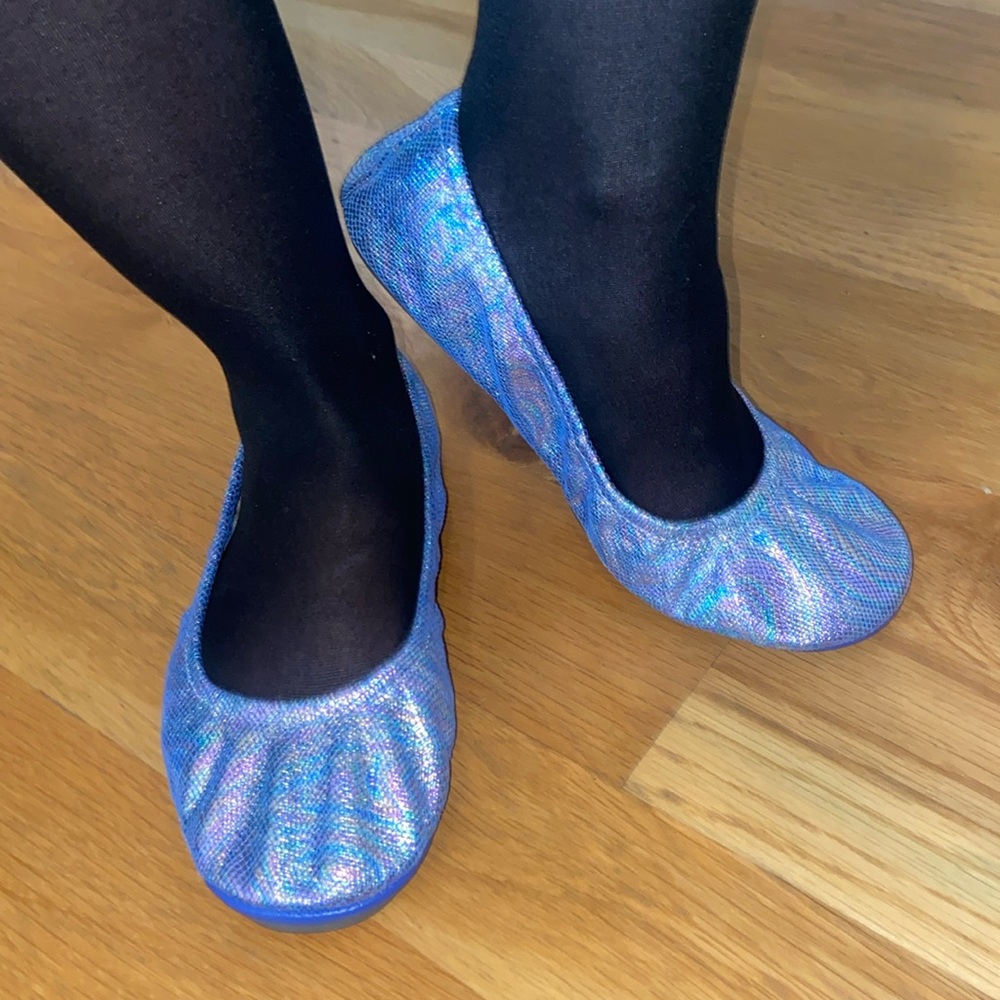Brand New Leather Folding Ballet Flats Rainbow Shimmer Packable Shoes Like Tieks - Picture 4 of 15